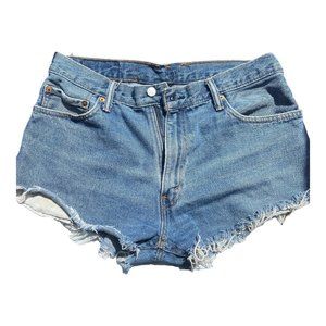 Levi's 505 Cutoff Reworked Denim Shorts Sz 32 Handmade Raw Hem Urban Outfitters